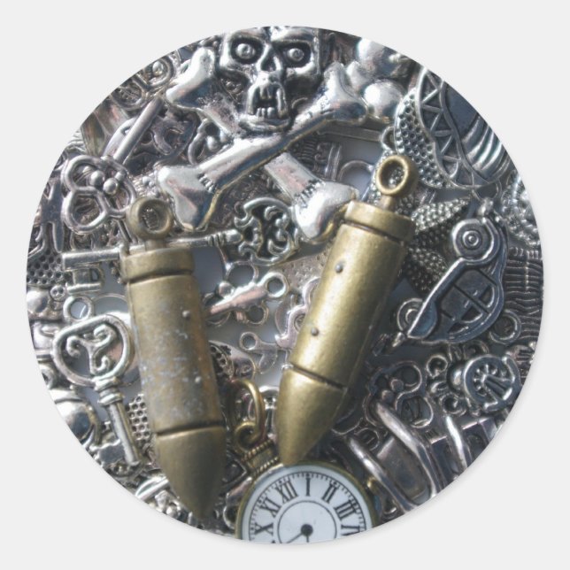 Adesivo Redondo Charms Steampunk (Frente)
