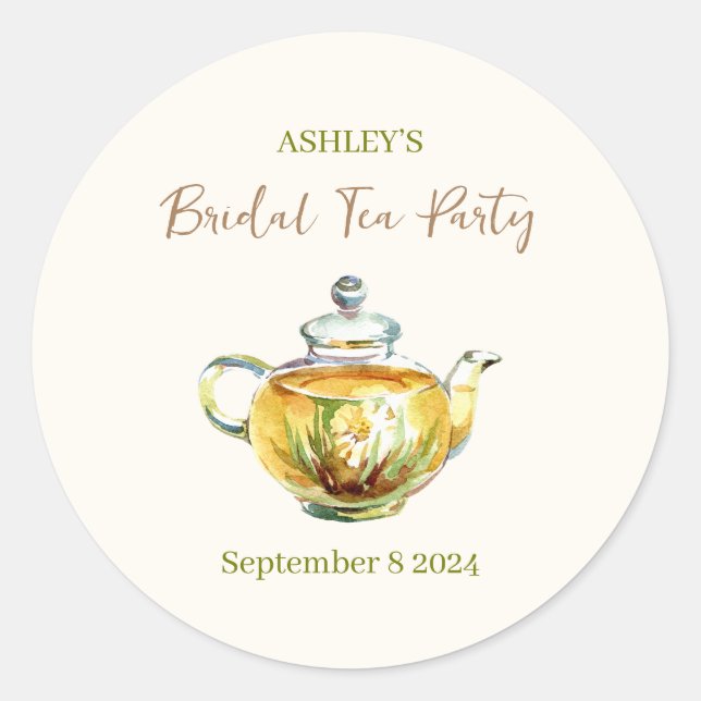 Adesivo Redondo CHARMY Chamomile Bridal Tea Party (Frente)