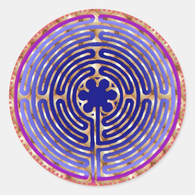 Adesivo Redondo Chartres Labyrinth Pearl Paths Sticker (Frente)
