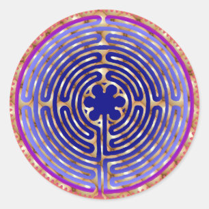 Adesivo Redondo Chartres Labyrinth Pearl Paths Sticker