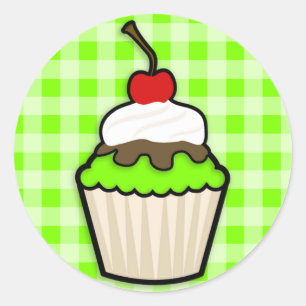 Adesivo Redondo Chartreuse, Cupcake Verde Neon