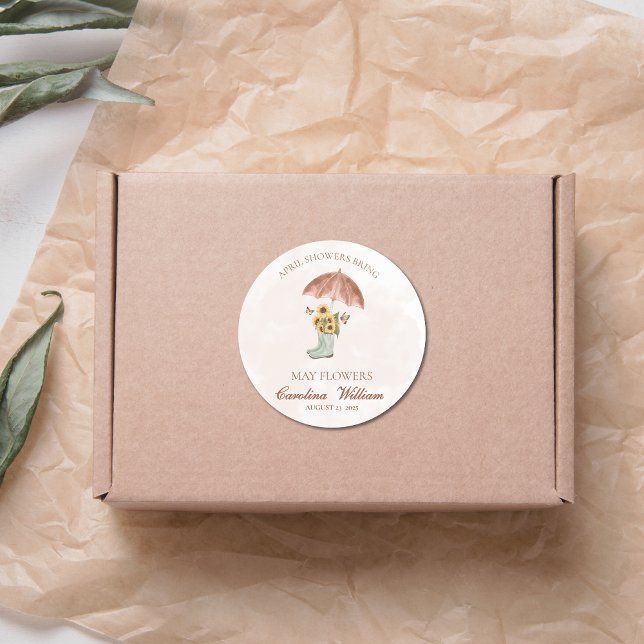 Adesivo Redondo Chás Boho April Trazem Chá de fraldas Flor (Criador carregado)