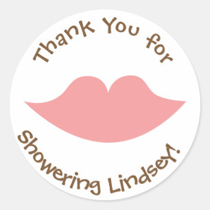 Adesivo Redondo Chás de fraldas personalizados - Tema Lábios