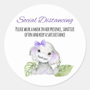 Adesivo Redondo Chás de fraldas, rótulos, distância social bebê