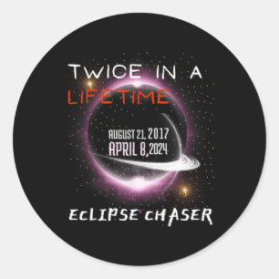Adesivo Redondo Chaser Solar Eclipse 2024 Duas Vezes Engraçada Em
