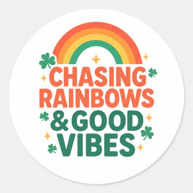 Adesivo Redondo Chasing Rainbows & Good Vibes (Frente)