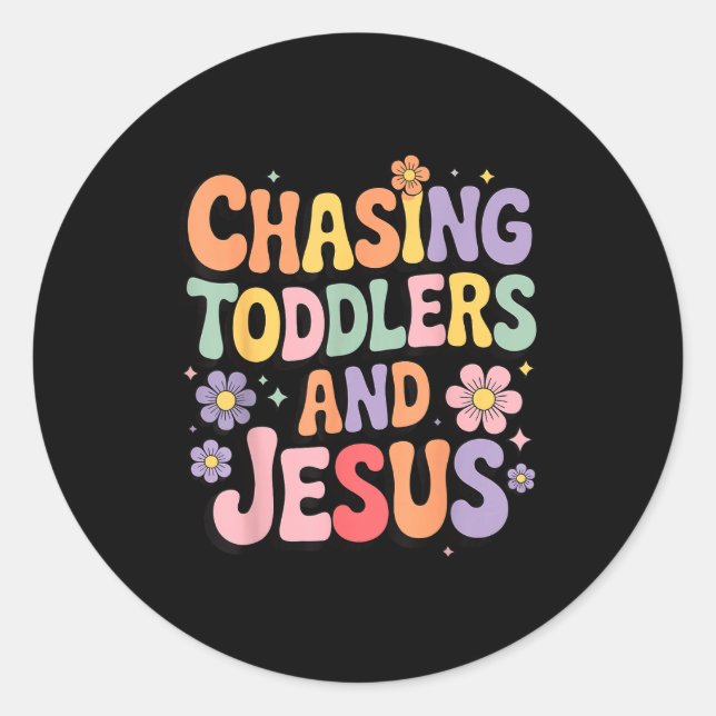 Adesivo Redondo Chasing Toddlers And Jesus  (Frente)