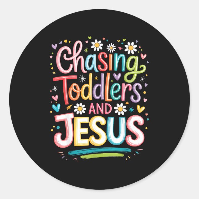 Adesivo Redondo Chasing Toddlers And Jesus  (Frente)