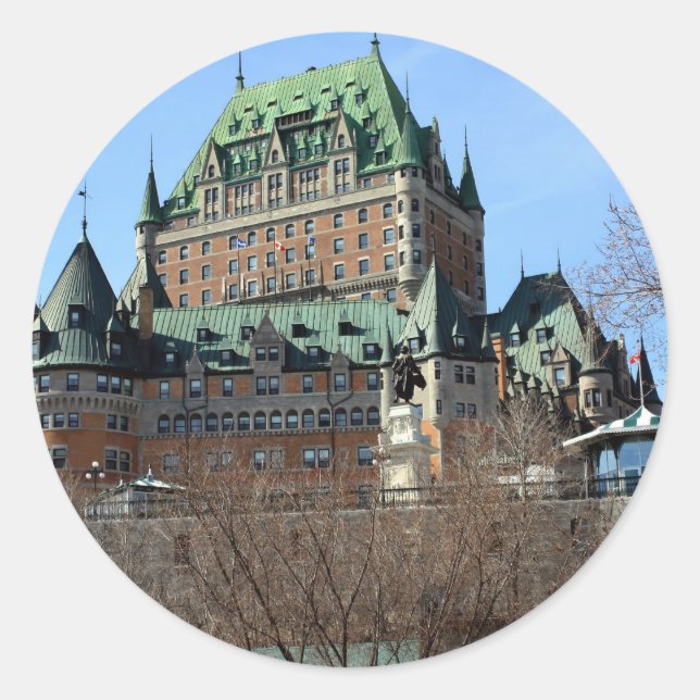 Adesivo Redondo Château Frontenac, Québec, Canadá (Frente)