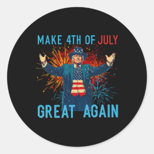 Adesivo Redondo Chato Trump Faça 4 De Julho Grande Novamente Fogos