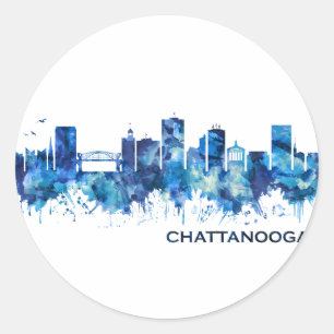 Adesivo Redondo Chattanooga Tennessee Skyline Blue