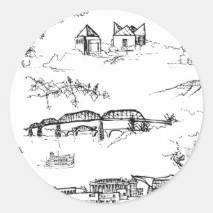 Adesivo Redondo Chattanooga Toile preto e branco
