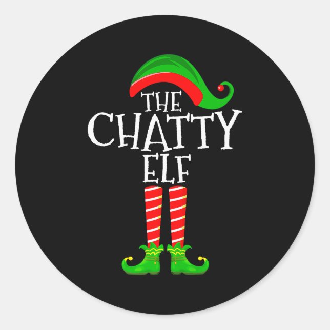 Adesivo Redondo Chatty Elf Funny Matching Family Group Christmas P (Frente)