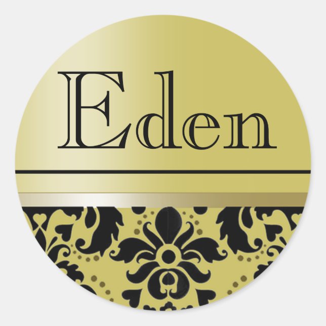 Adesivo Redondo Chaucer Sticker "Eden" (ouro/preto) (Frente)