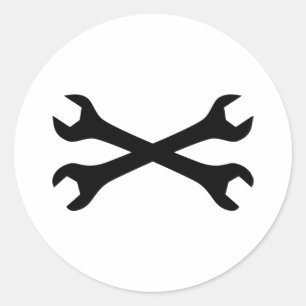 Adesivo Redondo Chave do parafuso preto atravessada