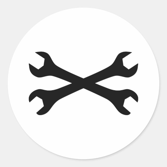 Adesivo Redondo Chave do parafuso preto atravessada (Frente)