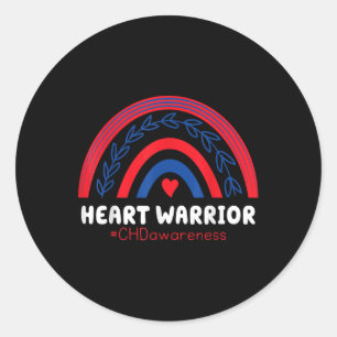 Adesivo Redondo Chd Warrior Red &amp; Blue Rainbow Heart Disease A