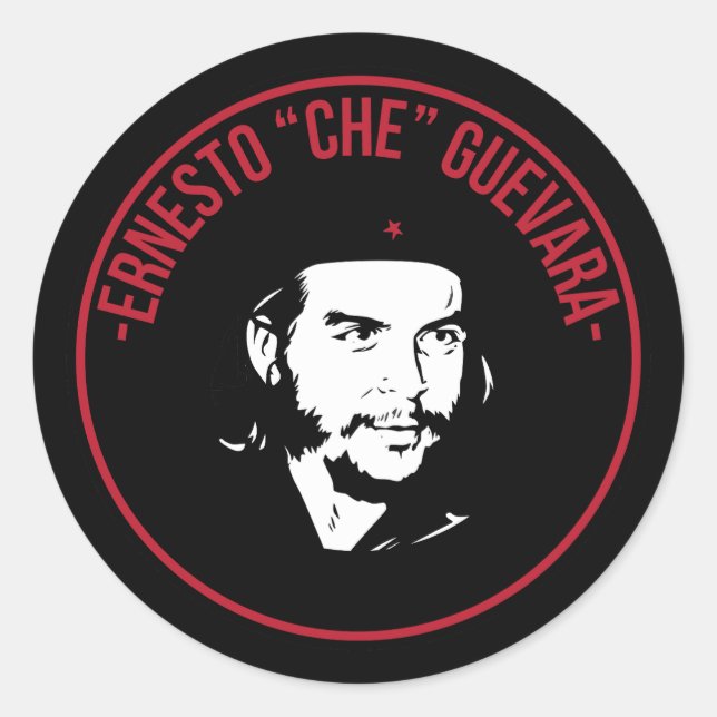 Adesivo Redondo Che Guevara Preto e Branco (Frente)