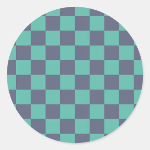 Adesivo Redondo Checkerboard azul e verde