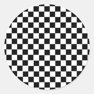 Adesivo Redondo Checkered branco preto