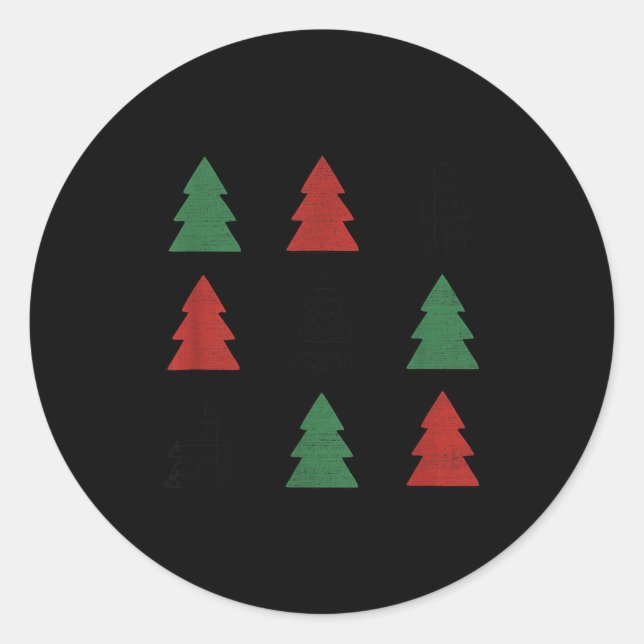 Adesivo Redondo Checkered Christmas Tree Graphic Crewneck Swea Fun (Frente)