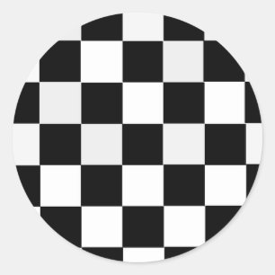 Adesivo Redondo Checkered preto e branco