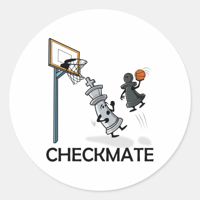 Adesivo Redondo Checkmat Do Chess Player Chessboxe E Do Sketll Lov (Frente)