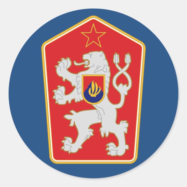 Adesivo Redondo Checoslováquia - Casaco De Armas (1960-1990) (Frente)