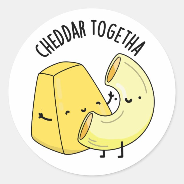 Adesivo Redondo Cheddar Juntos Piada Divertida de Comida  (Frente)