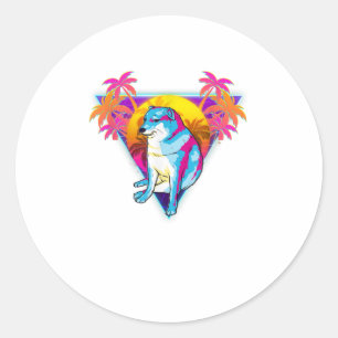 Adesivo Redondo Cheems Dog Funny Shiba Inu Dank Meme 80s Retro