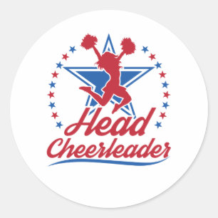 Adesivo Redondo Cheerleader Chefe Cheerhead Capitão Cheerhead