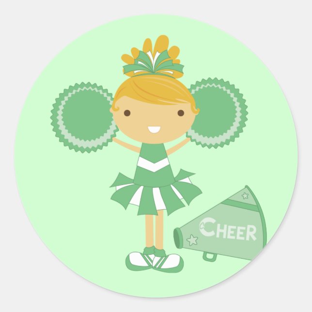 Adesivo Redondo Cheerleader em verde (Frente)