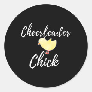 Adesivo Redondo Cheerleader Garota Engraçada Galinha Cheerleading