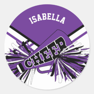 Adesivo Redondo Cheerleader 📣 - Roxo, Preto e Branco