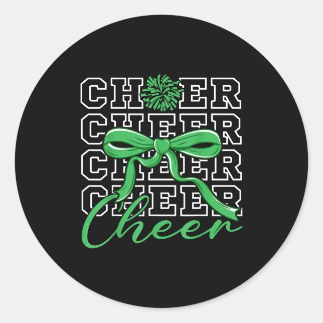 Adesivo Redondo Cheerleading Cheer Green Coquette Bow Cheerleader  (Frente)