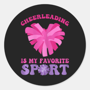 Adesivo Redondo Cheerleading É Meu Esporte Favorito - Cheer E Chee