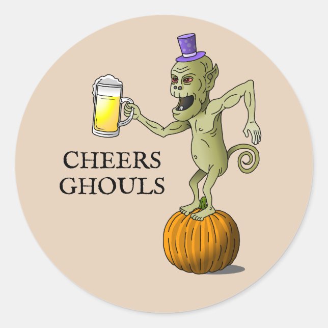 Adesivo Redondo Cheers Ghouls Halloween (Frente)