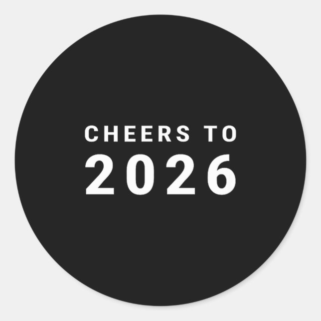 Adesivo Redondo Cheers To 2026 Minimalist New Year  (Frente)