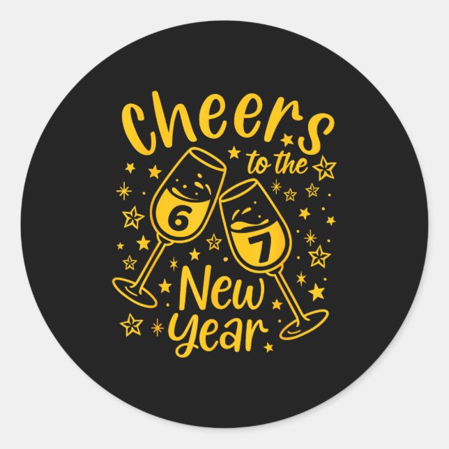 Adesivo Redondo Cheers To The New Year 2026 Funny 67 Meme New Year (Frente)