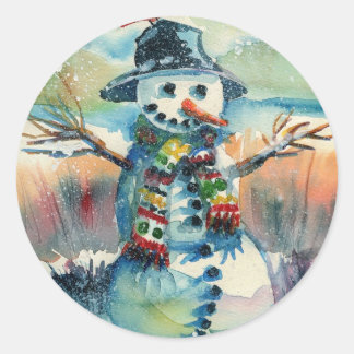 Adesivo Redondo Cheery Snowman Sticker