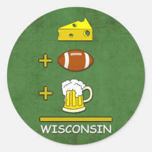 Adesivo Redondo Cheese and Football and Beer é Wisconsin Funny