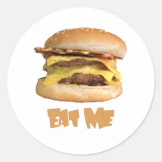 Adesivo Redondo Cheeseburger - Coma-me