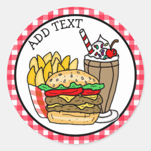 Adesivo Redondo Cheeseburger, Milkshake e Fries ClassRound S