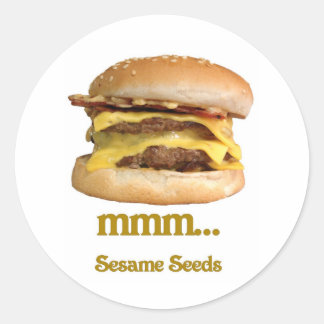 Adesivo Redondo cheeseburger..sementes de sésamo