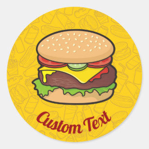 Adesivo Redondo Cheeseburger Sticker