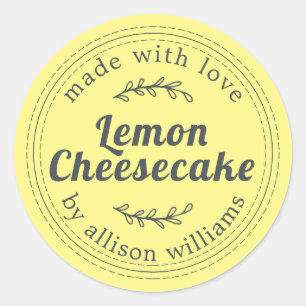 Adesivo Redondo Cheesecake de Limão Caseiro Amarelo
