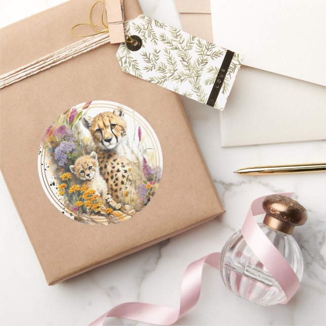 Adesivo Redondo Cheetah Baby e mamãe (Presentear)