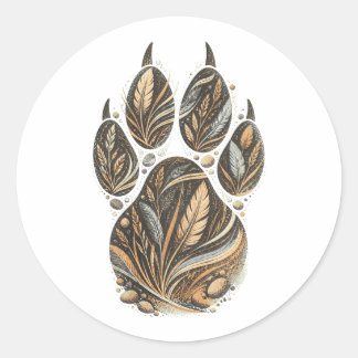 Adesivo Redondo Cheetah Botanical Footprint Nature Sticker