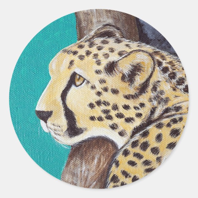 Adesivo Redondo Cheetah Painting (Frente)