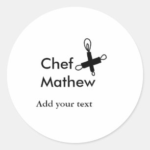 Adesivo Redondo Chef cozinheiro adiciona nome SMS homens padaria d